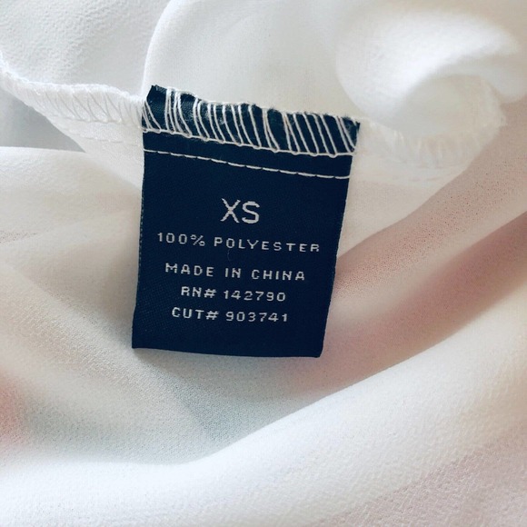 BCBG MaxAzria Blouse Sheer White Chiffon Jeweled Collar XS - Picture 5 of 9